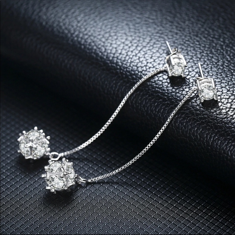 Sterling Silver 925 CZ Zircon Earrings - Picture 2 of 5
